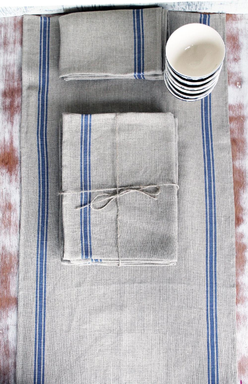 Be Home Thieffry Belgian Linen Dishtowel Blue
