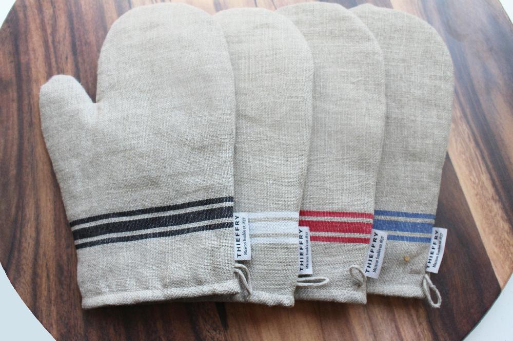 Be Home Thieffry Belgian Linen Oven Mitt Black