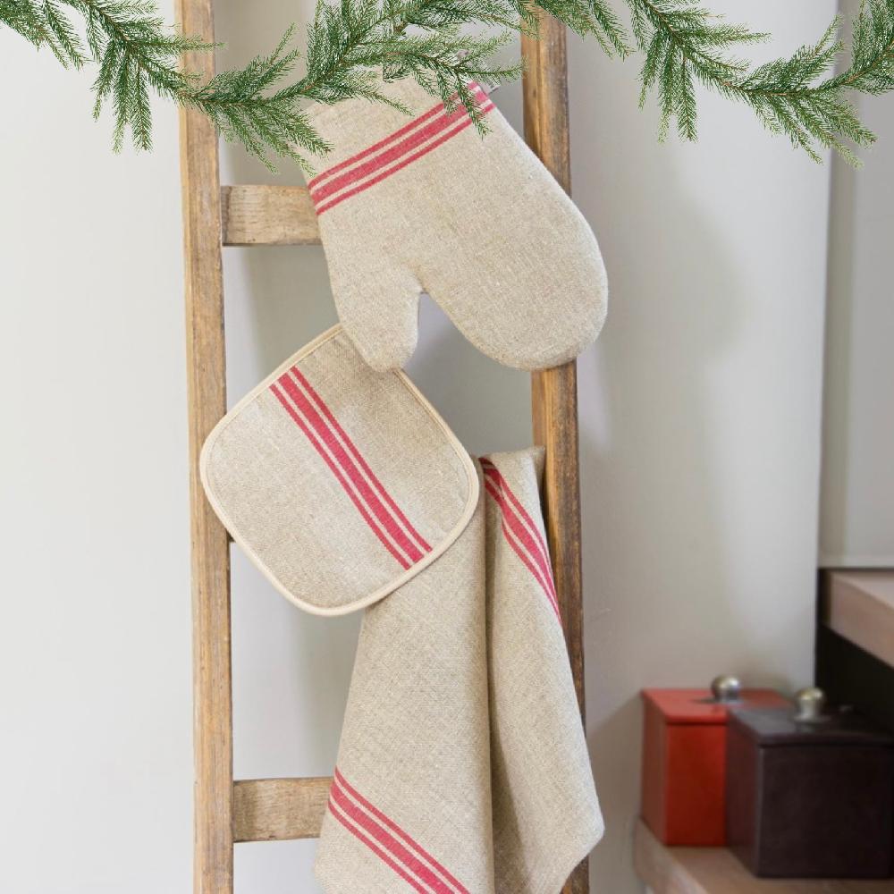 Be Home Thieffry Belgian Linen Oven Mitt Red