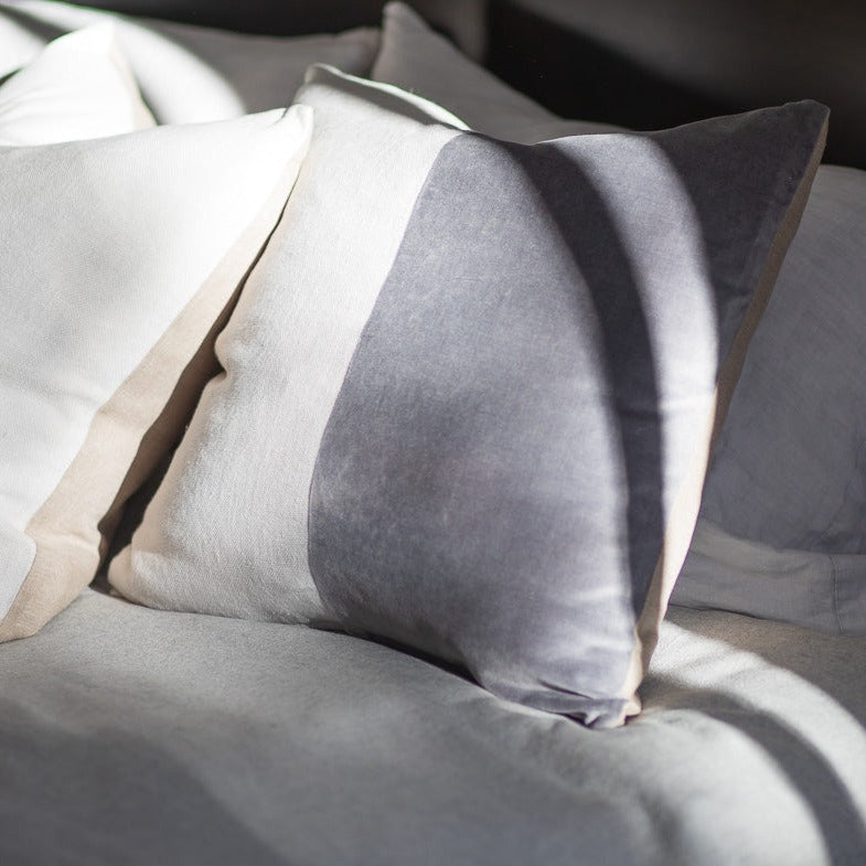 Be Home Velvet & Linen Square Pillow Moonstone
