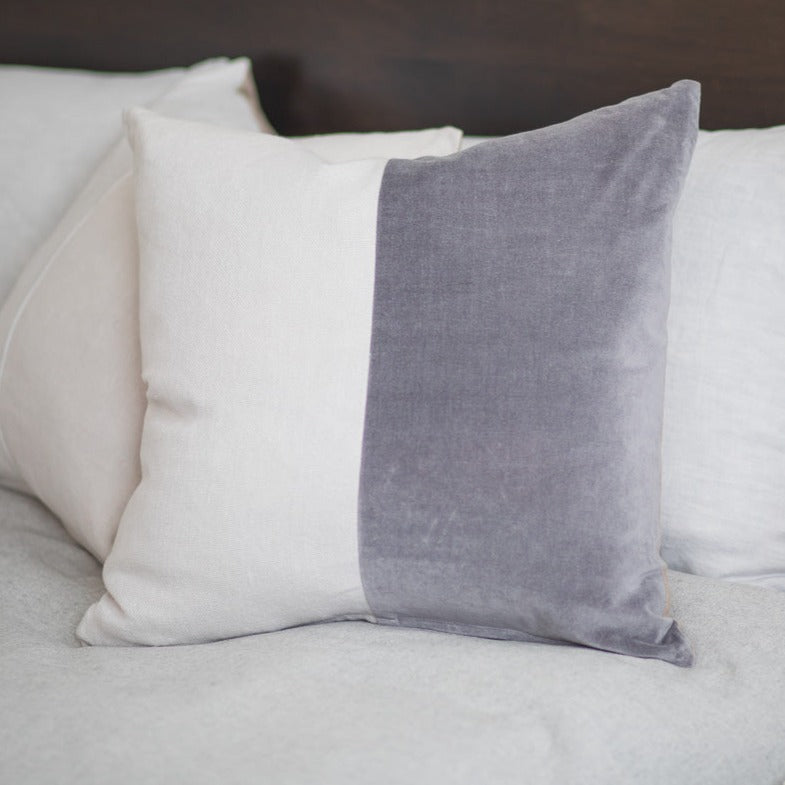 Be Home Velvet & Linen Square Pillow Moonstone