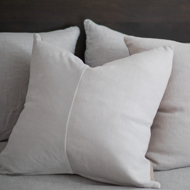 Be Home Velvet & Linen Square Pillow Pearl Grey
