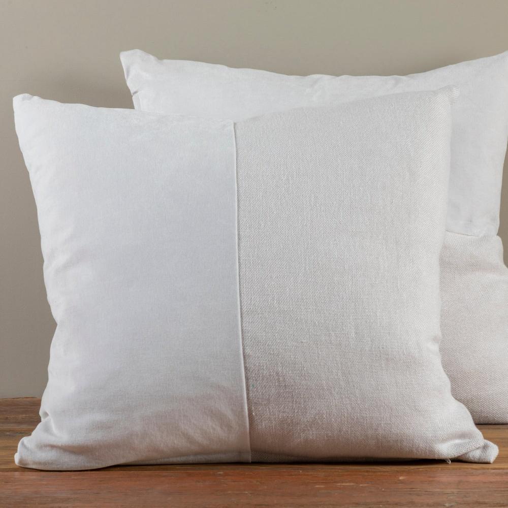 be home Velvet & Linen Square Pillow Pearl Grey