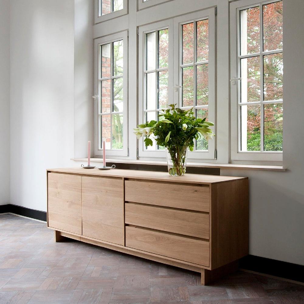 be home Wave Oak Sideboard 2 Doors 3 Drawers