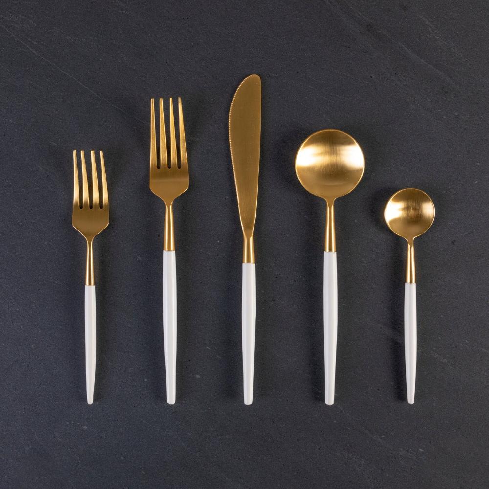 Be Home White & Gold Flatware Set