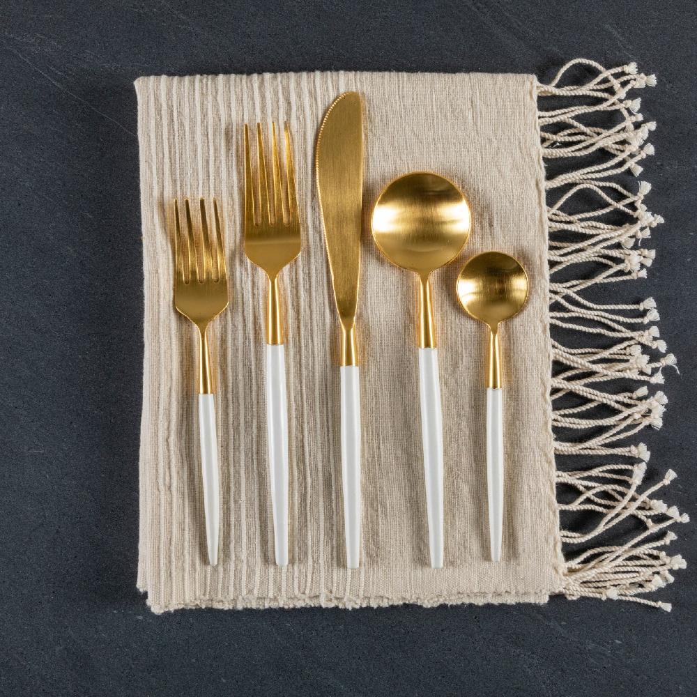 Be Home White & Gold Flatware Set