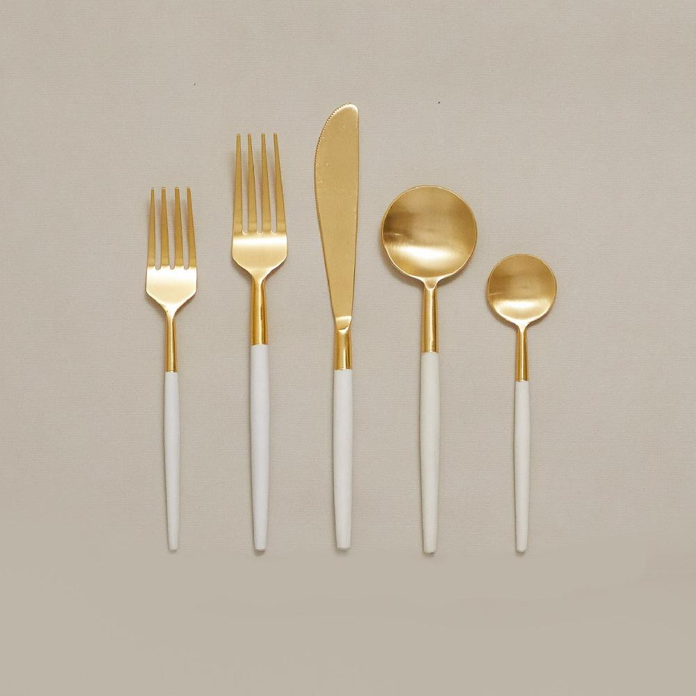be home White & Gold Flatware Set