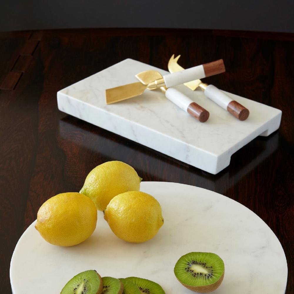 Be Home White Marble & Acacia Gold Cheese Set