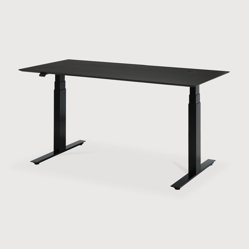 be home Bok adjustable desk - varnished oak black top - black base - rectangular - with cable management - US