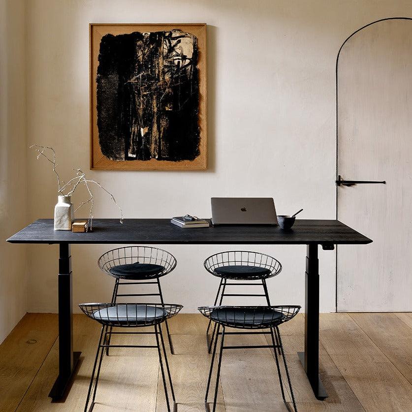 be home Bok Adjustable Solid Black Oak Desk Black Base 55.5"