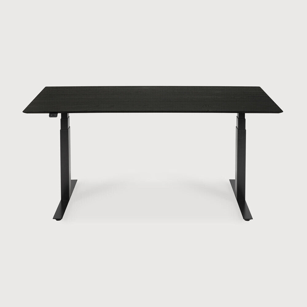 Be Home Bok Adjustable Solid Black Oak Desk Black Base 79"