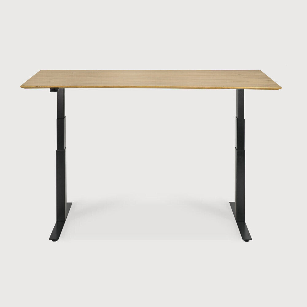 Be Home Bok Adjustable Solid Oak Desk Black Base 79"