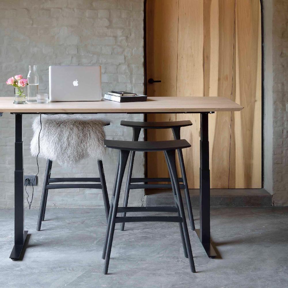 be home Bok Adjustable Solid Oak Desk Black Base 79"