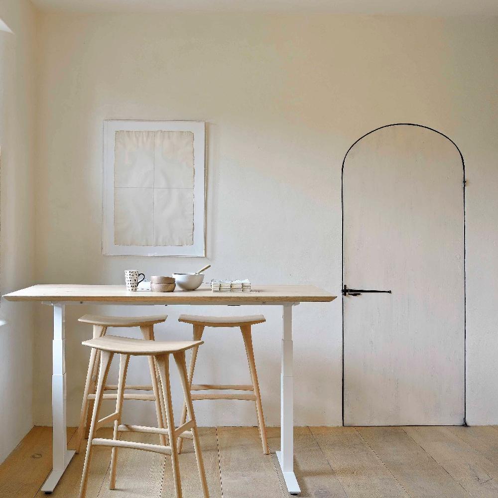 Be Home Bok Adjustable Solid Oak Desk White Base 55.5"