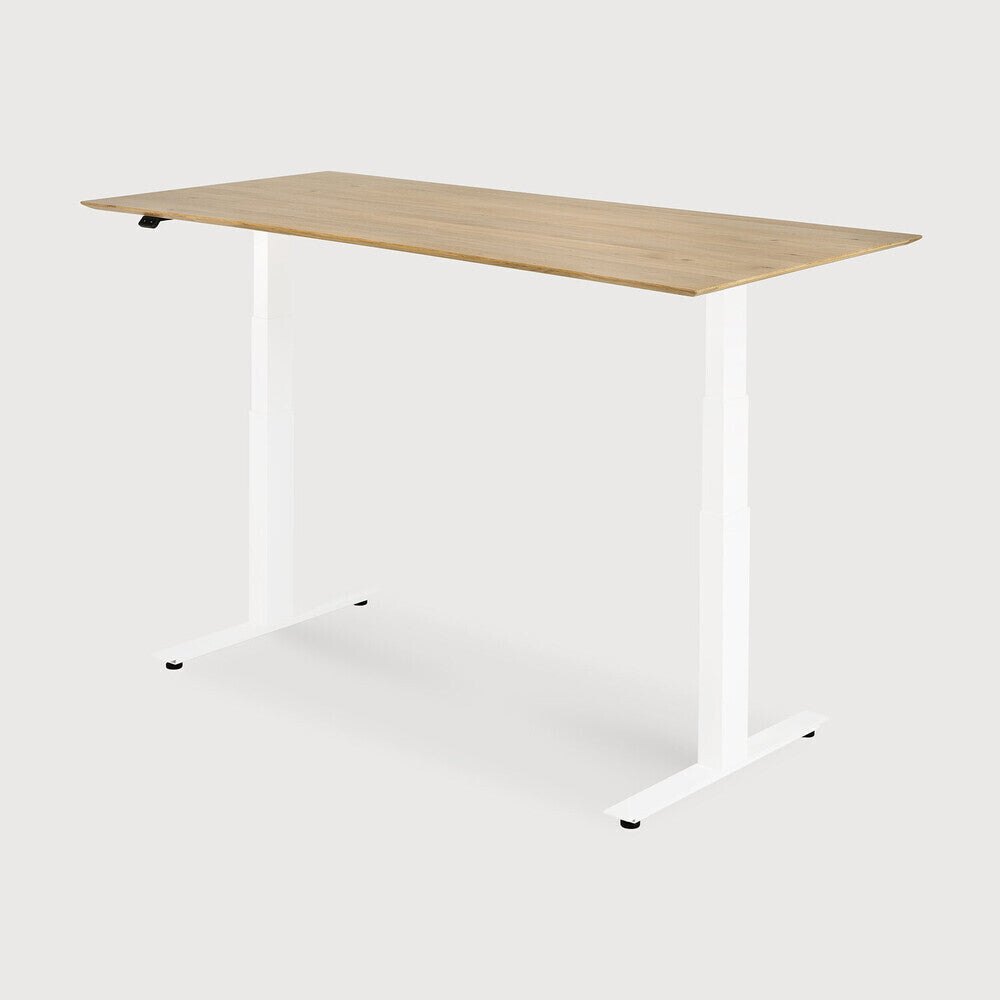 Be Home Bok Adjustable Solid Oak Desk White Base 55.5"
