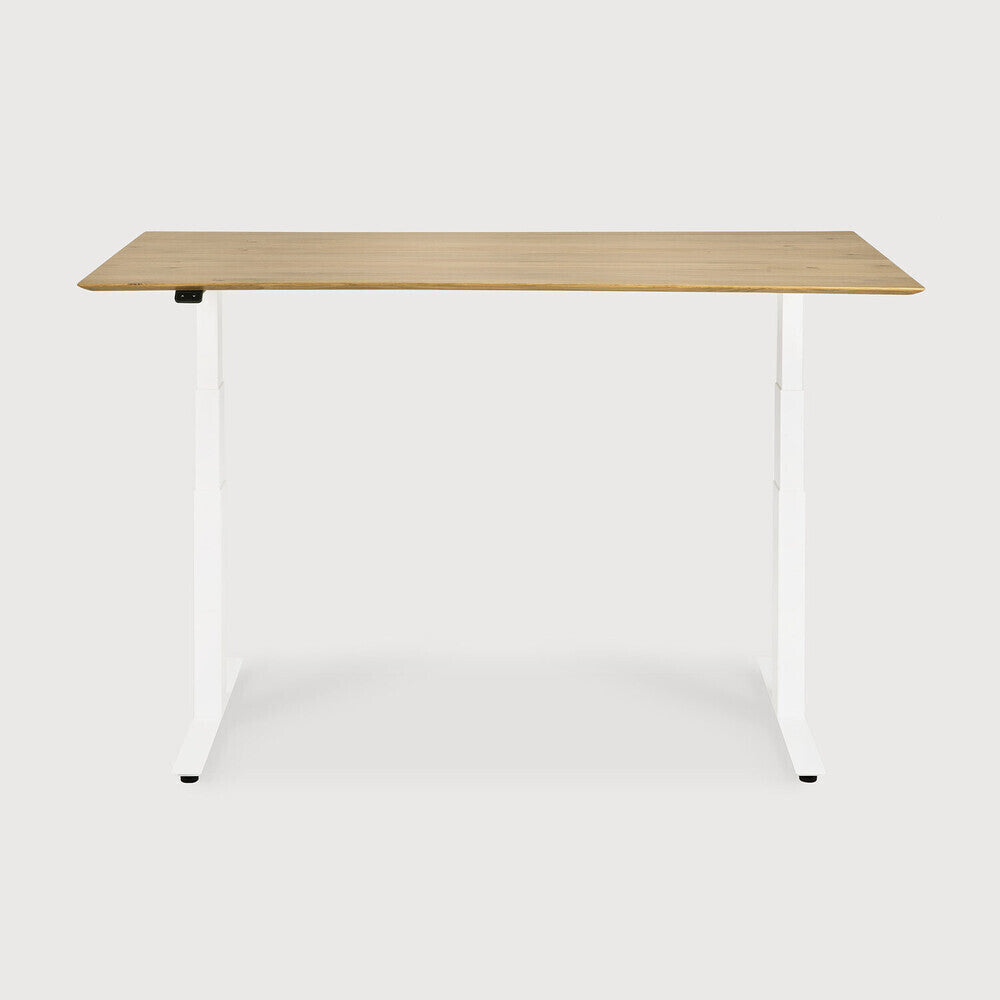 be home Bok Adjustable Solid Oak Desk White Base 55.5"