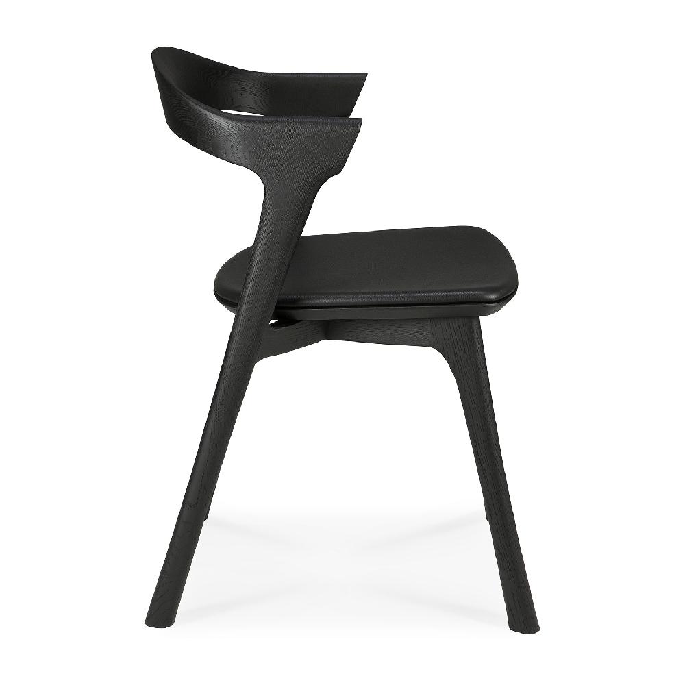 Be Home Bok Solid Black Oak Dining Chair With Black Leather Cushion