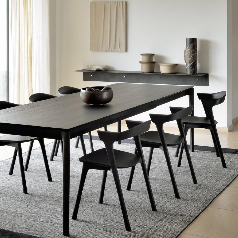 Be Home Bok Solid Black Oak Extendable Dining Table 55.5"/ 87"
