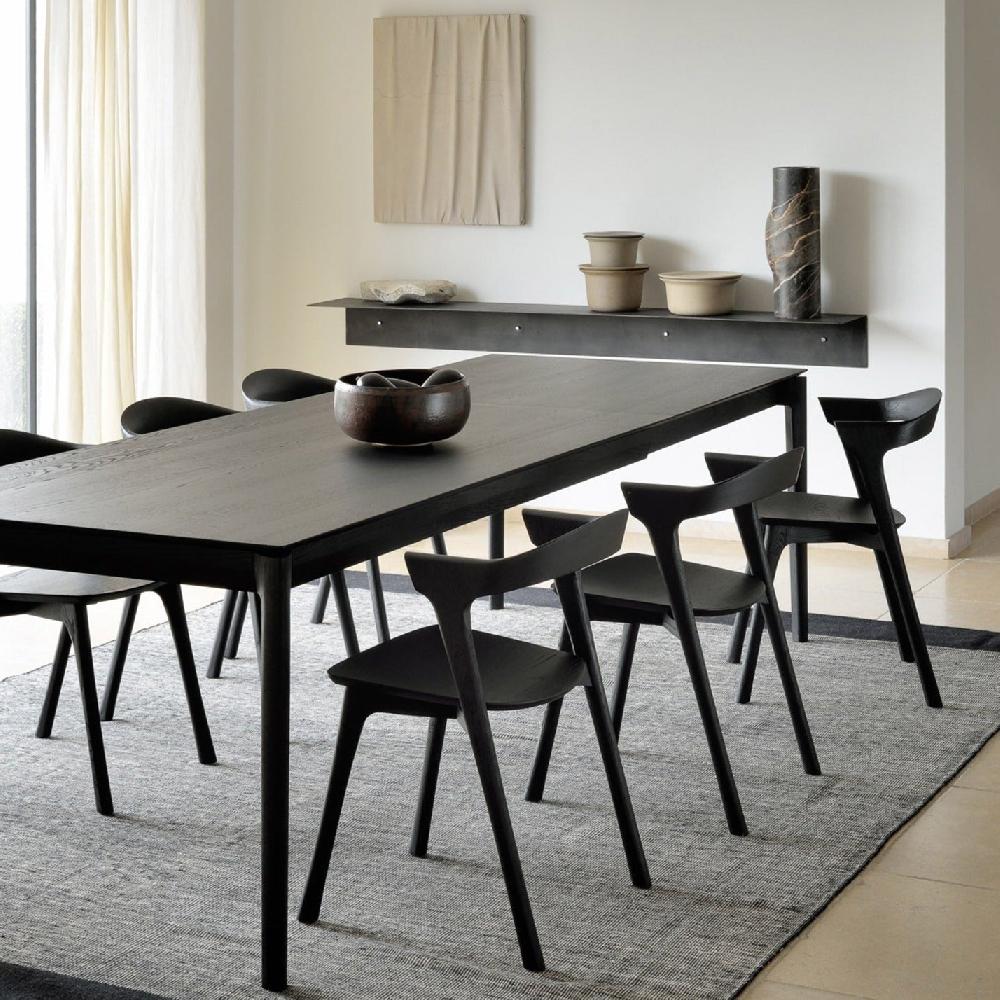 be home Bok Solid Black Oak Extendable Dining Table 63"/ 94"