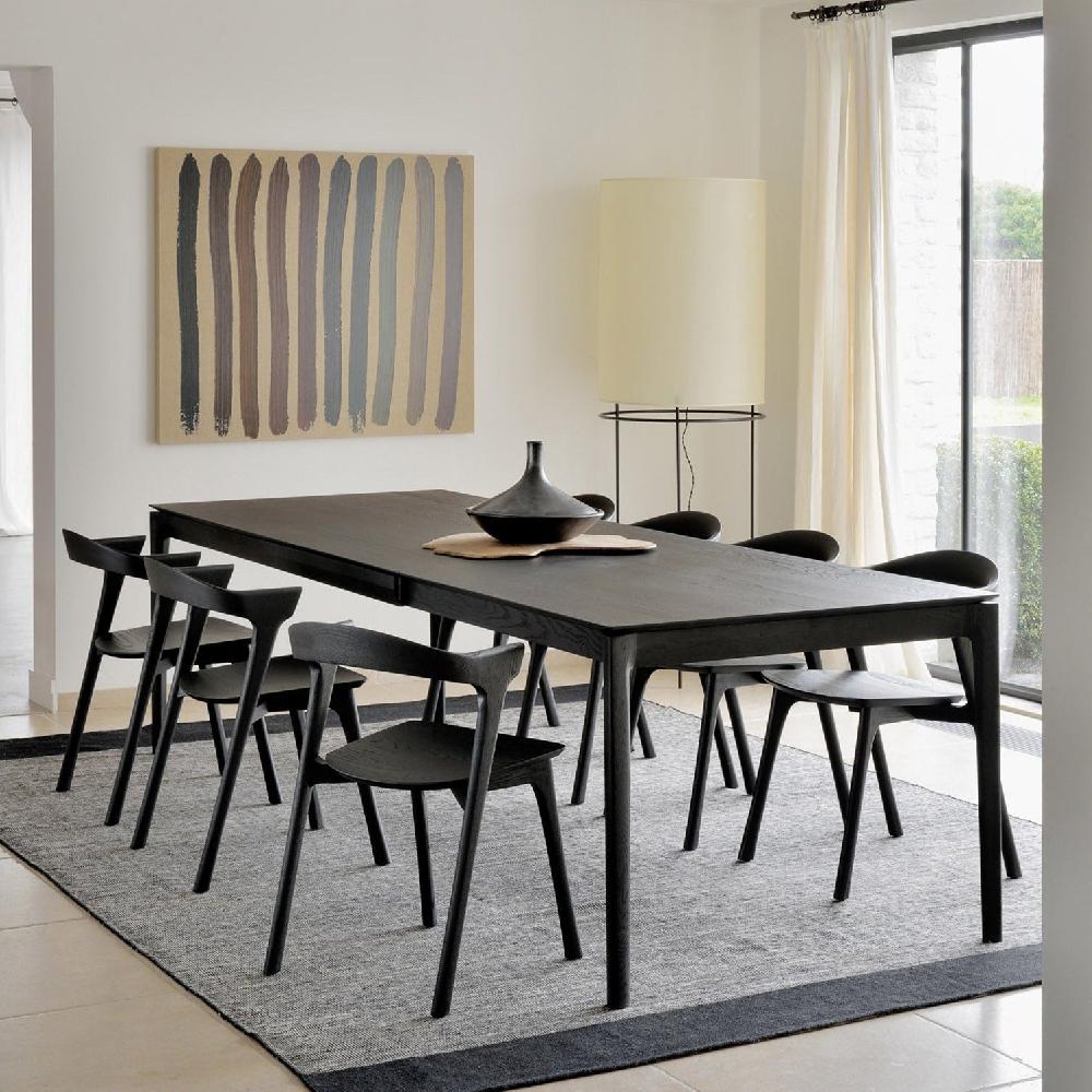 be home Bok Solid Black Oak Extendable Dining Table 71"/ 110"