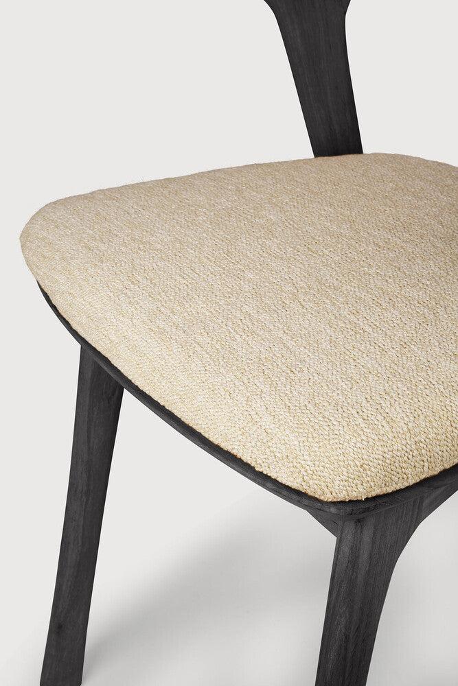 Be Home Bok Solid Black Teak Outdoor Dining Chair With Natural Fabric