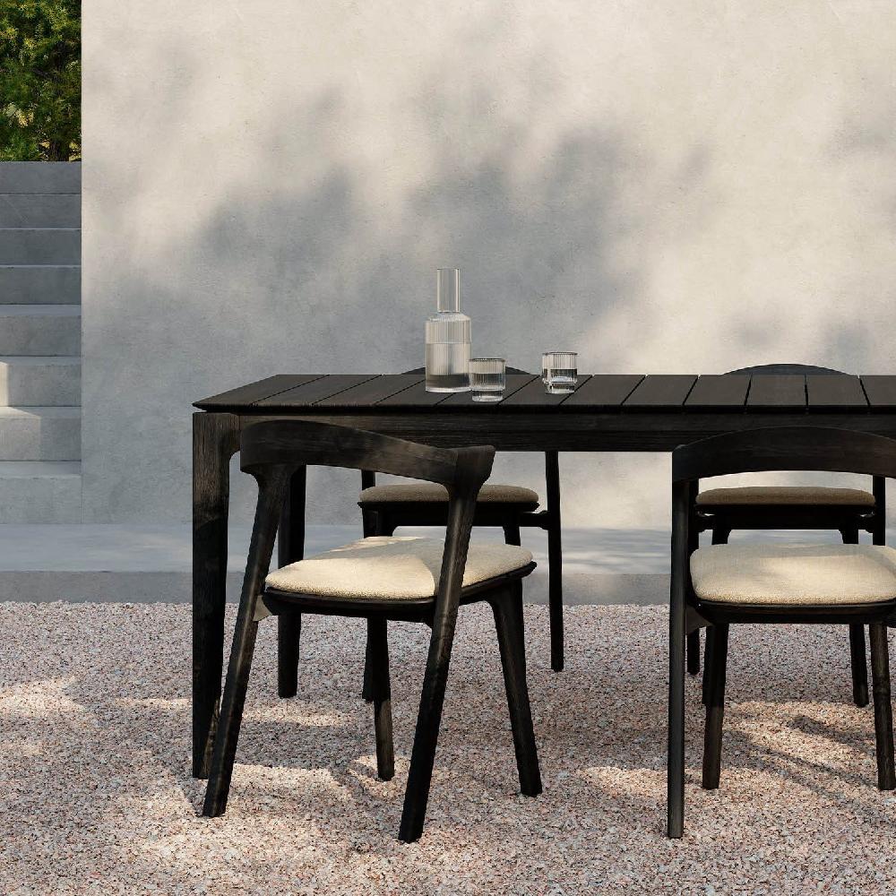 be home Bok Solid Black Teak Outdoor Dining Table 118"