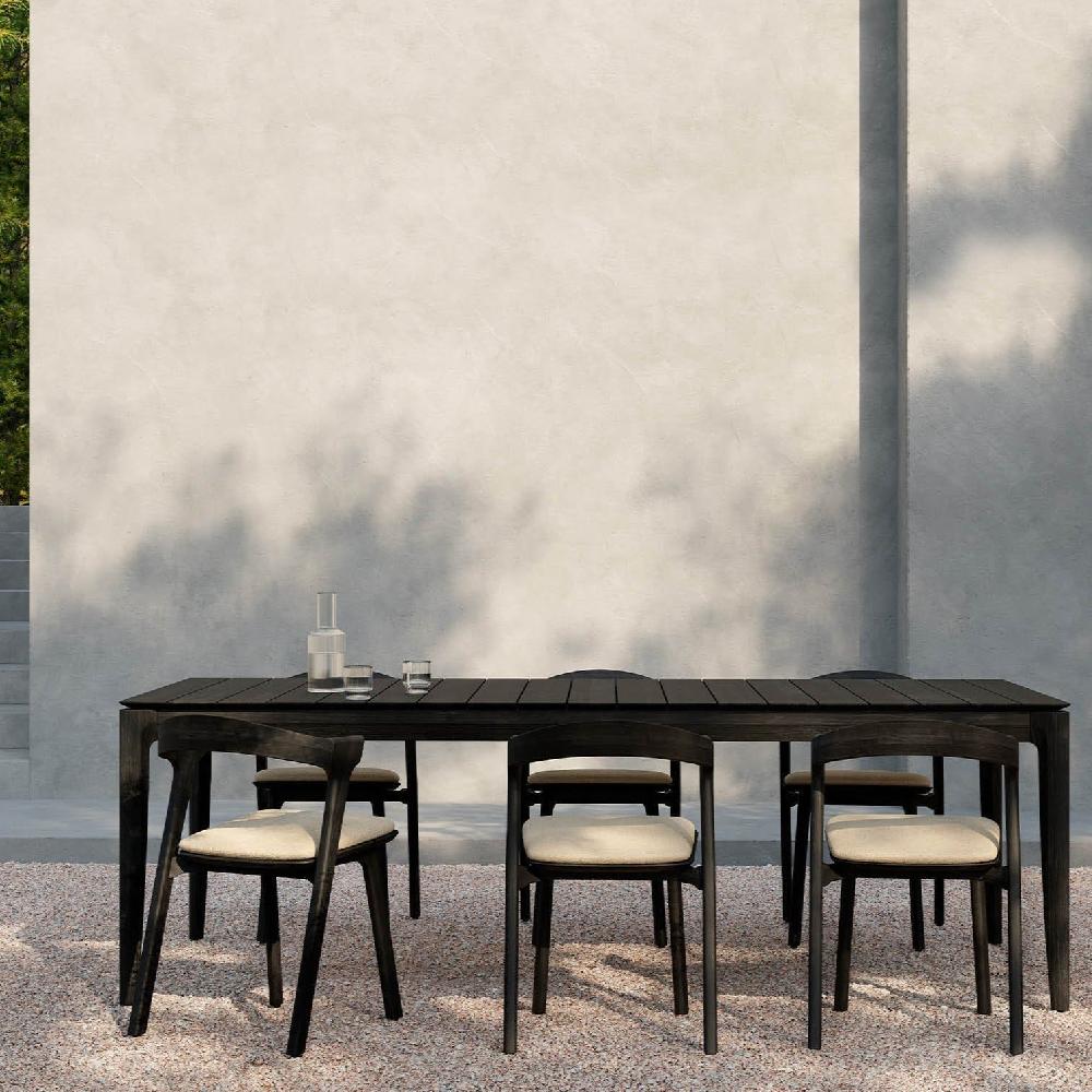 be home Bok Solid Black Teak Outdoor Dining Table 79"