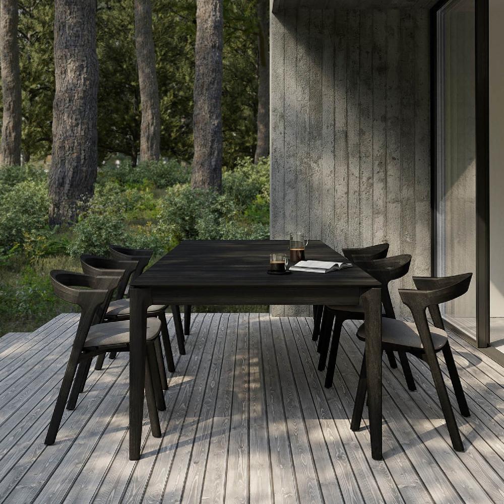 be home Bok Solid Black Teak Outdoor Dining Table 98"