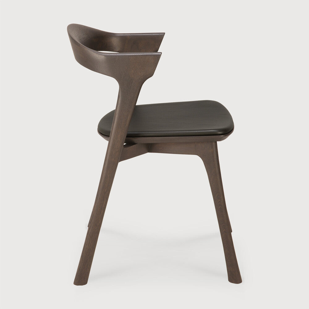 Be Home Bok Solid Brown Oak Dining Chair With Brown Leather Cushion