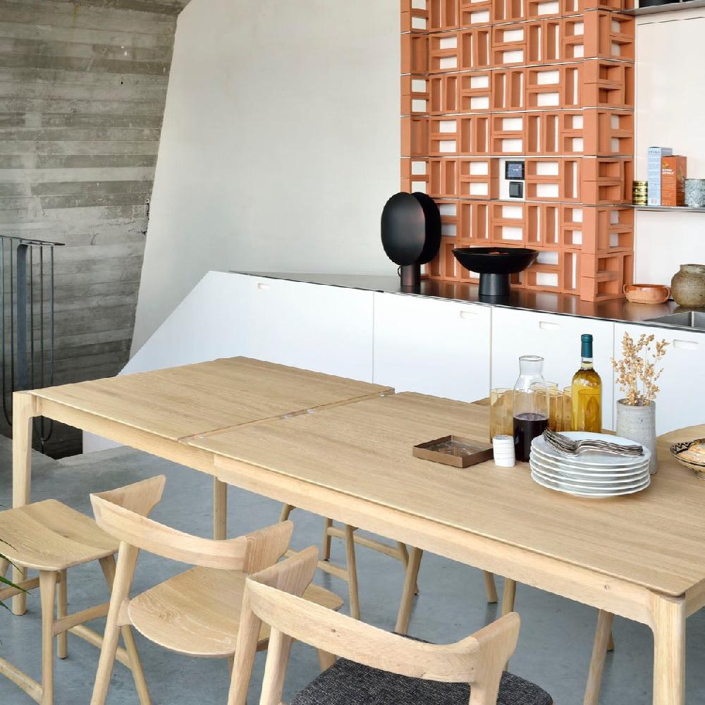 be home Bok Solid Oak Extendable Dining Table 71"/ 110"