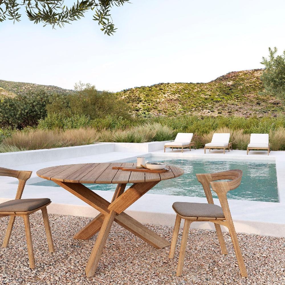 Be Home Bok Solid Teak Outdoor Dining Chair With Mocha Fabric Cushion