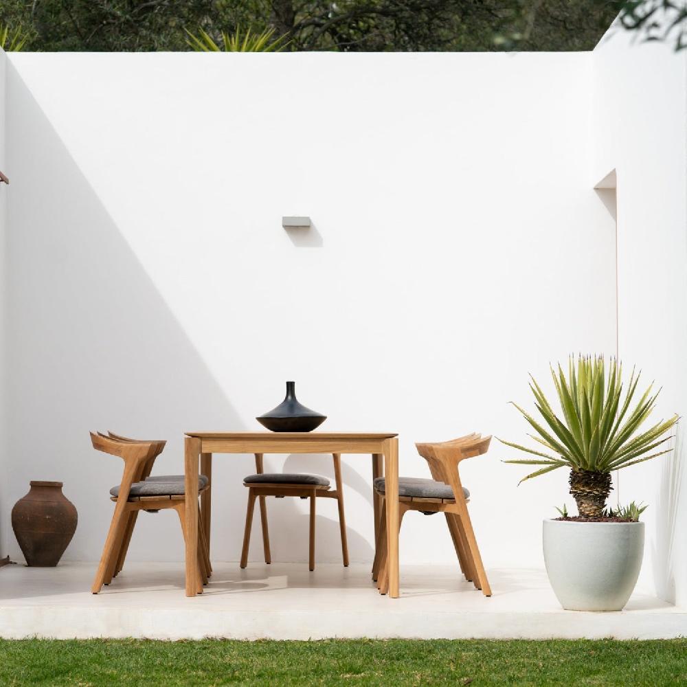 Be Home Bok Solid Teak Outdoor Dining Chair With Mocha Fabric Cushion