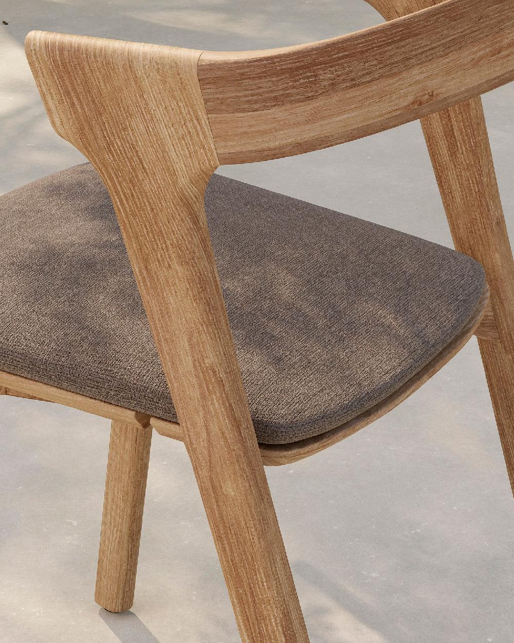 Be Home Bok Solid Teak Outdoor Dining Chair With Mocha Fabric Cushion