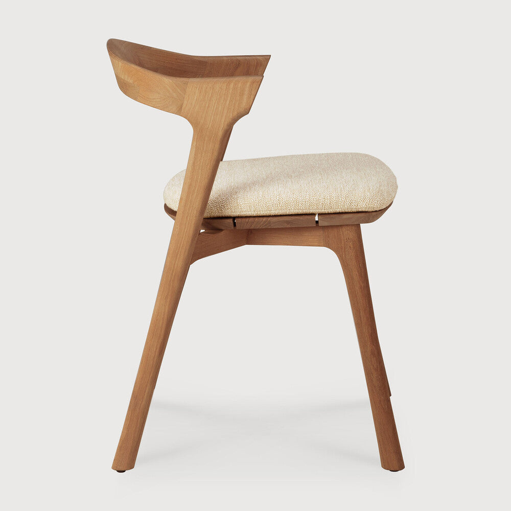 Be Home Bok Solid Teak Outdoor Dining Chair With Natural Fabric Cushion
