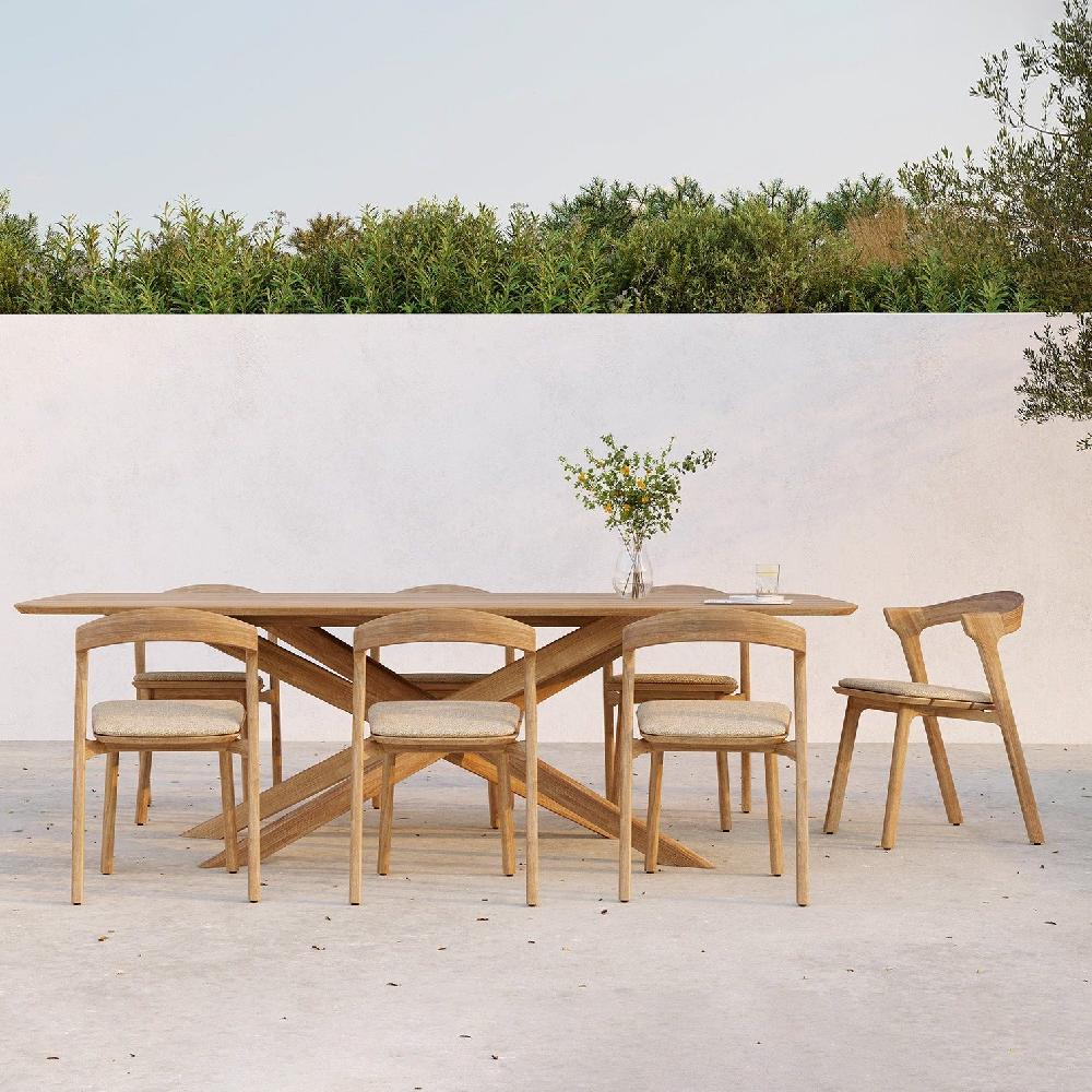 be home Bok Solid Teak Outdoor Dining Chair With Natural Fabric Cushion