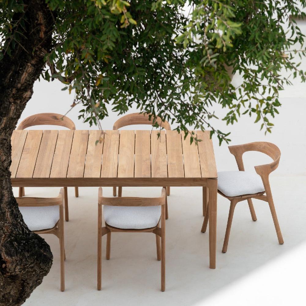 Be Home Bok Solid Teak Outdoor Dining Chair With Off White Fabric