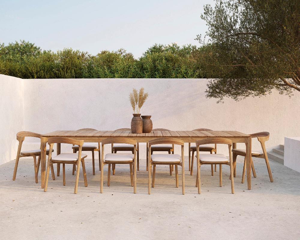 Be Home Bok Solid Teak Outdoor Dining Chair With Off White Fabric