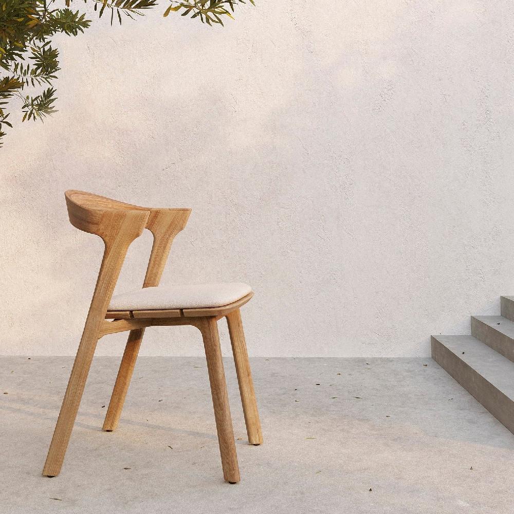 be home Bok Solid Teak Outdoor Dining Chair With Off White Fabric