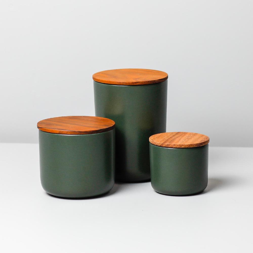 Be Home Brampton Stoneware Small Canister Forest Green