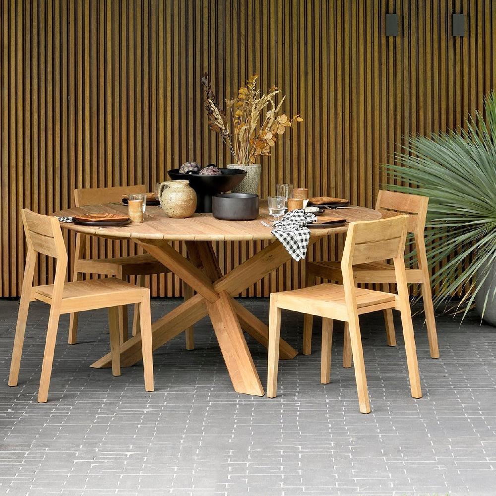 be home Circle Solid Teak Outdoor Dining Table 64.5"