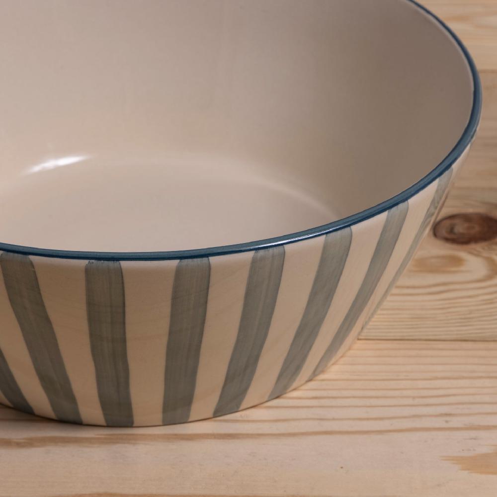Be Home Hand-Painted Stoneware Serving Bowl With Stripes