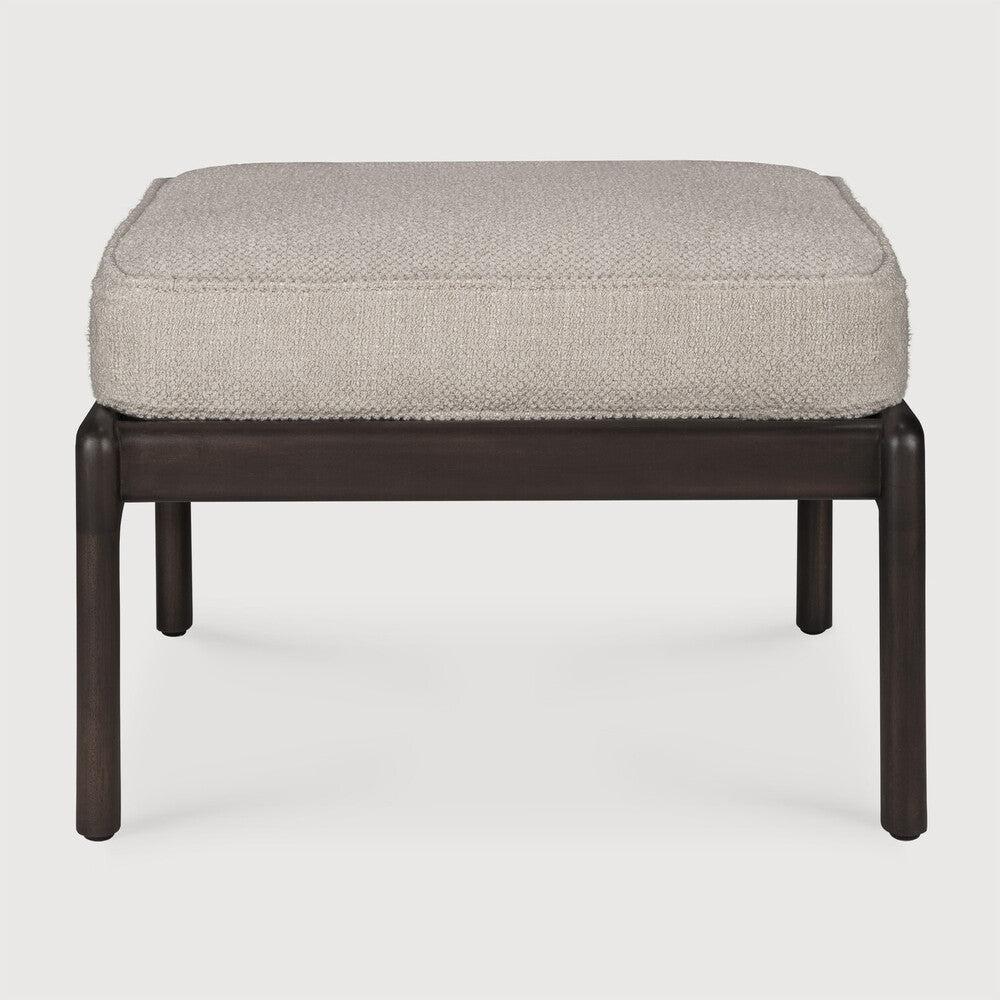 Be Home Jack Footstool Varnished Mahogany Dark Brown Ivory Fabric