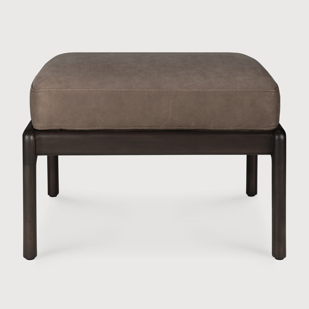 Be Home Jack Footstool Varnished Mahogany Dark Brown Terra Nubuck Leather