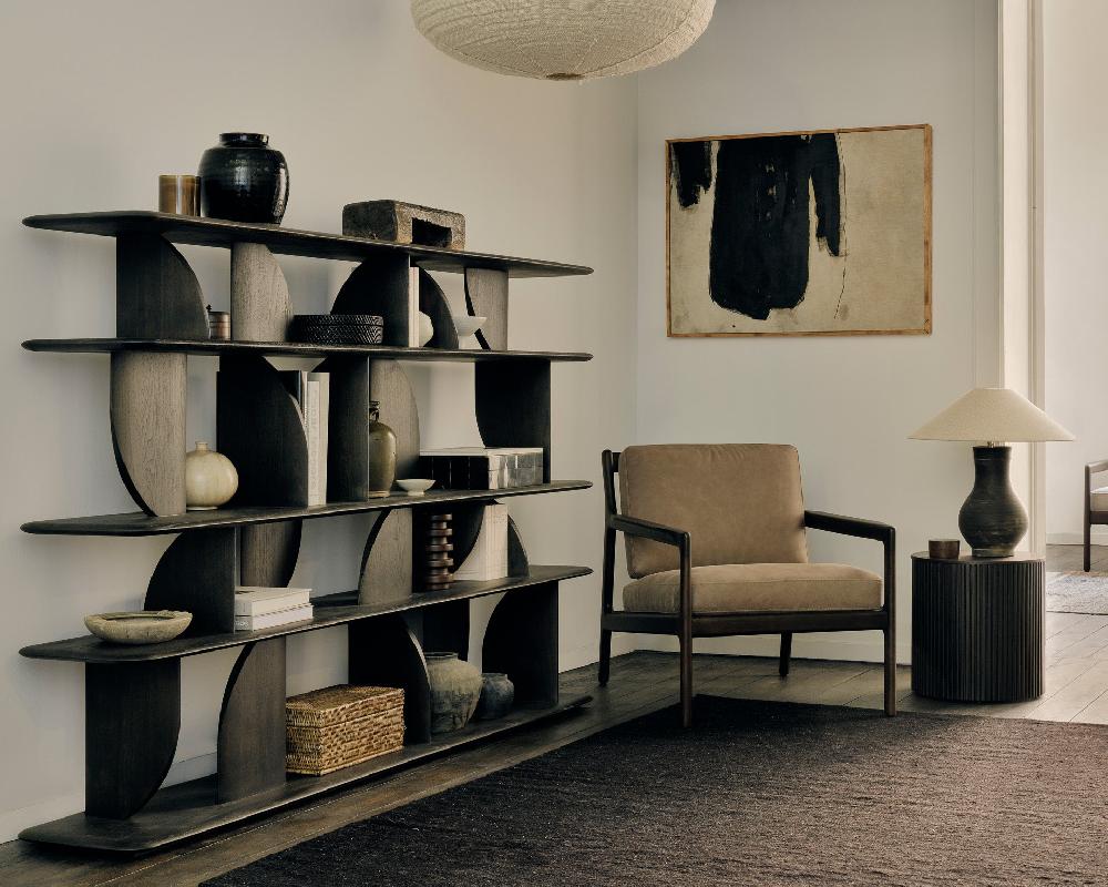 Be Home Jack Lounge Chair Varnished Mahogany Dark Brown Terra Nubuck Leather