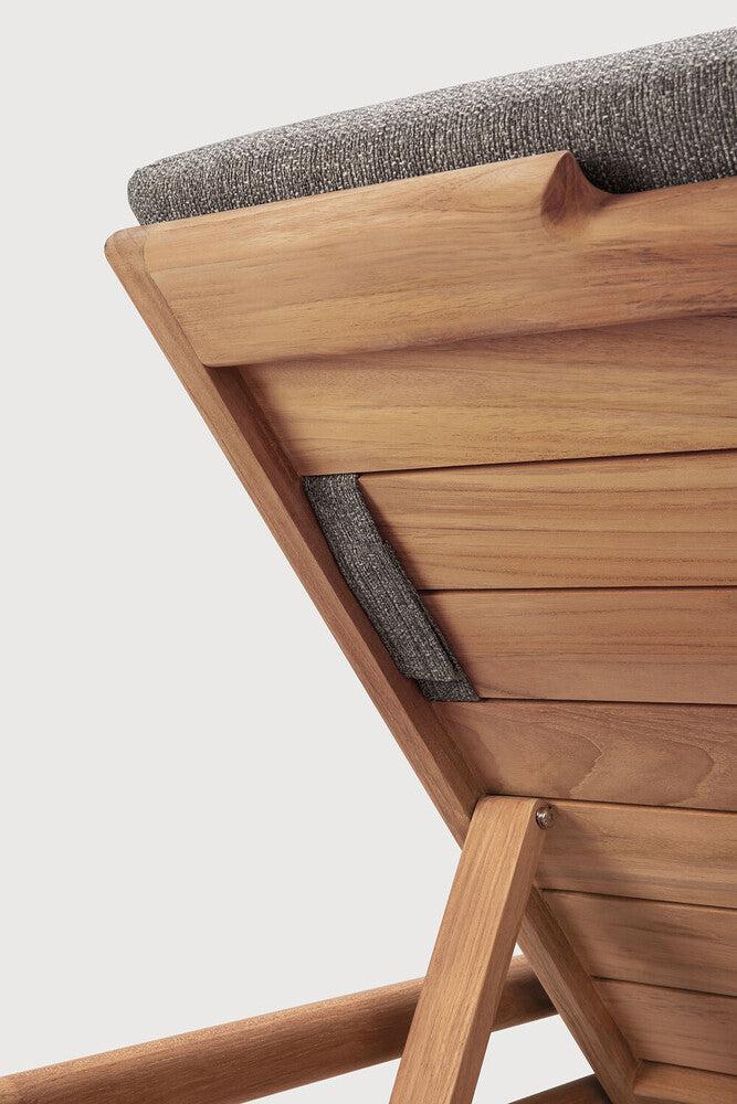 Be Home Jack Outdoor Adjustable Lounger Teak Mocha Fabric Thin Cushion