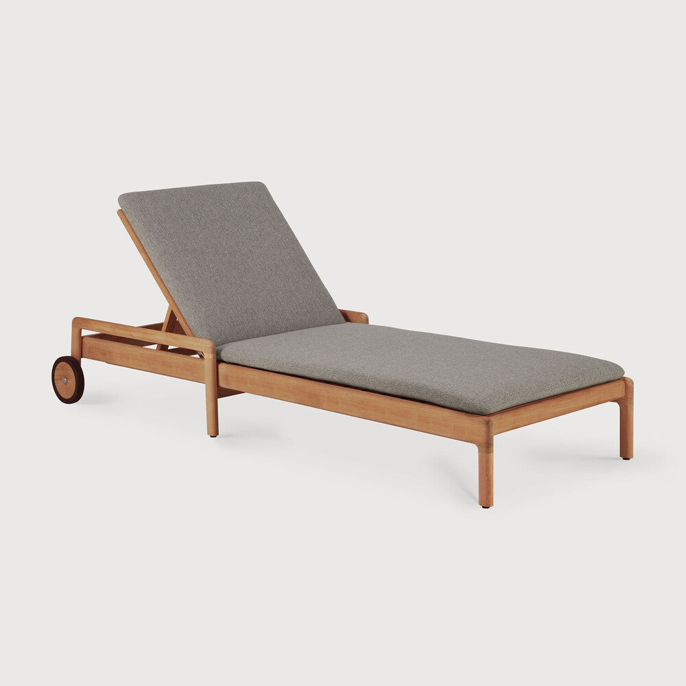 be home Jack Outdoor Adjustable Lounger Teak Mocha Fabric Thin Cushion