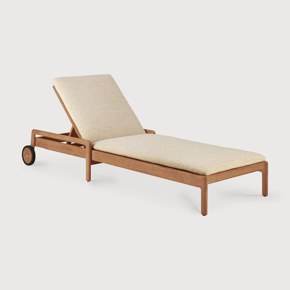 Be Home Jack Outdoor Adjustable Lounger Teak Natural Fabric Thin Cushion