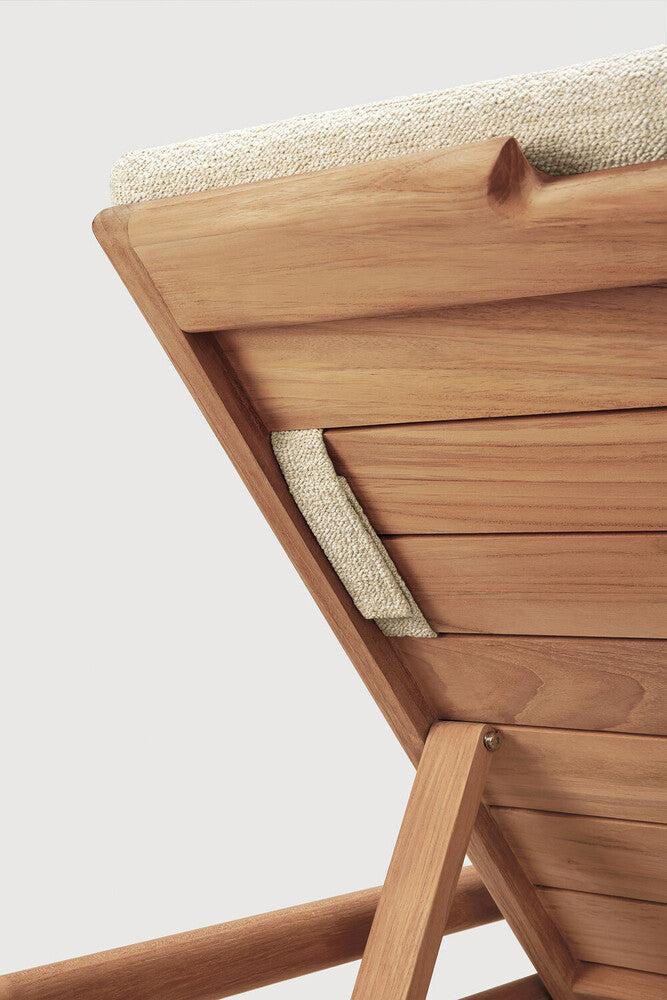 Be Home Jack Outdoor Adjustable Lounger Teak Natural Fabric Thin Cushion