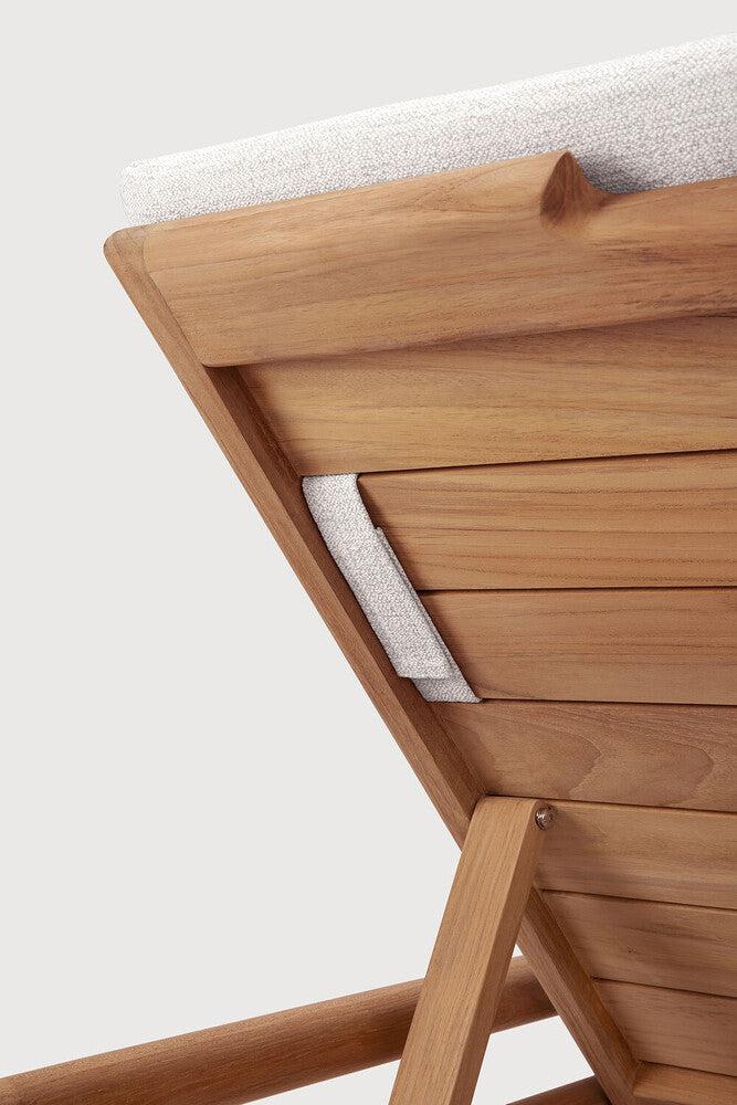 Be Home Jack Outdoor Adjustable Lounger Teak Off White Fabric Thin Cushion