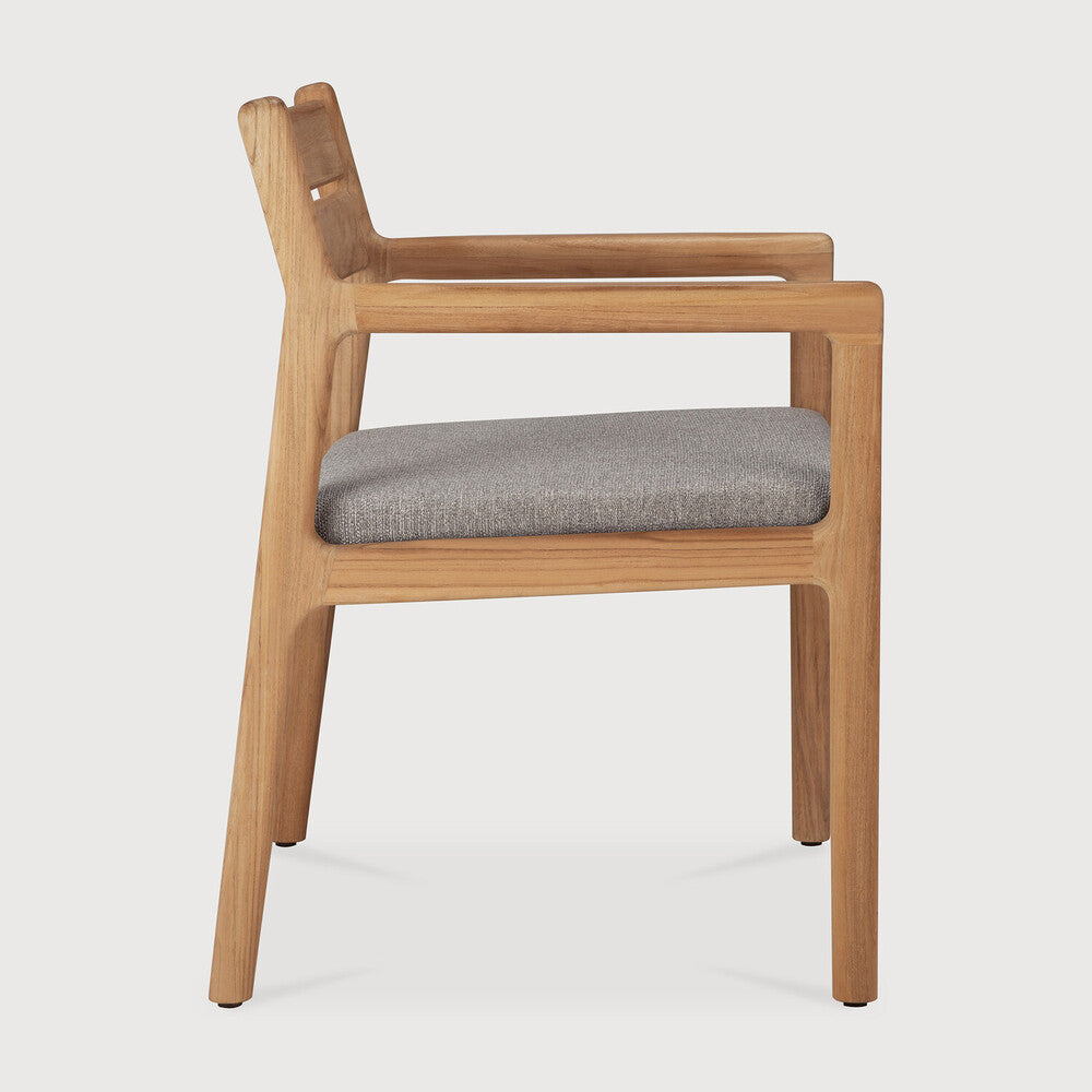 Be Home Jack Outdoor Dining Chair - Teak - Mocha Fabric - With Arms